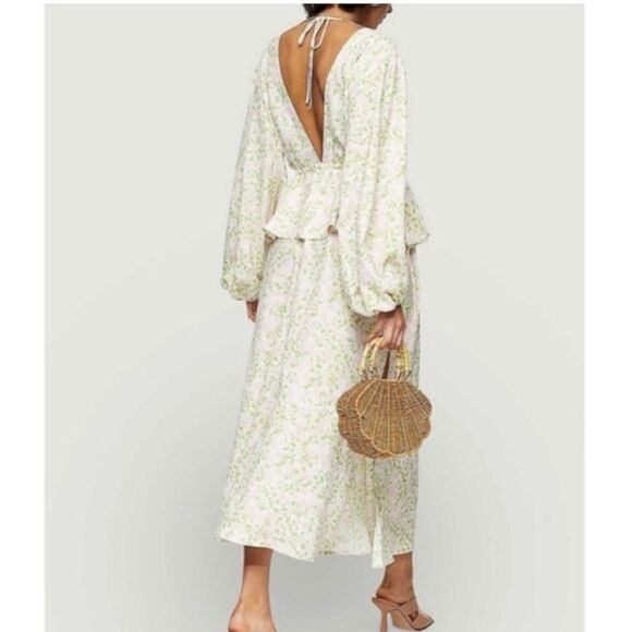 TOPSHOP Floral Plunging V-Neck Long Sleeve Maxi Dress size 4 - Picture 2 of 12